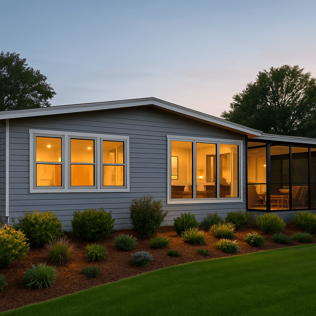 A welcoming residential street with green lawns and sidewalks